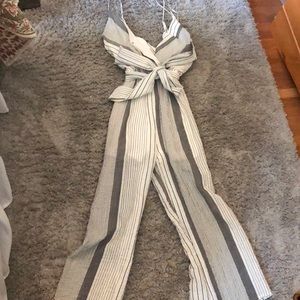 Black and White Stripped Jumpsuit